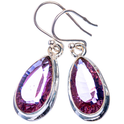 925 sterling silver color-change alexandrite earrings, oval teardrop purple faceted stones