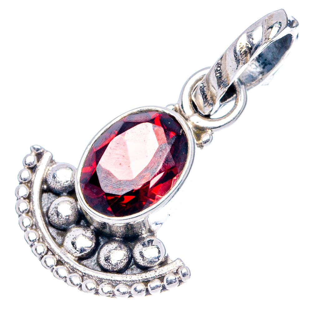 Dainty Garnet Pendant 7/8" (.925 Sterling Silver)