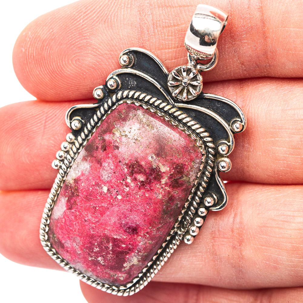Premium Southwestern Style Thulite Pendant 2" (.925 Sterling Silver)