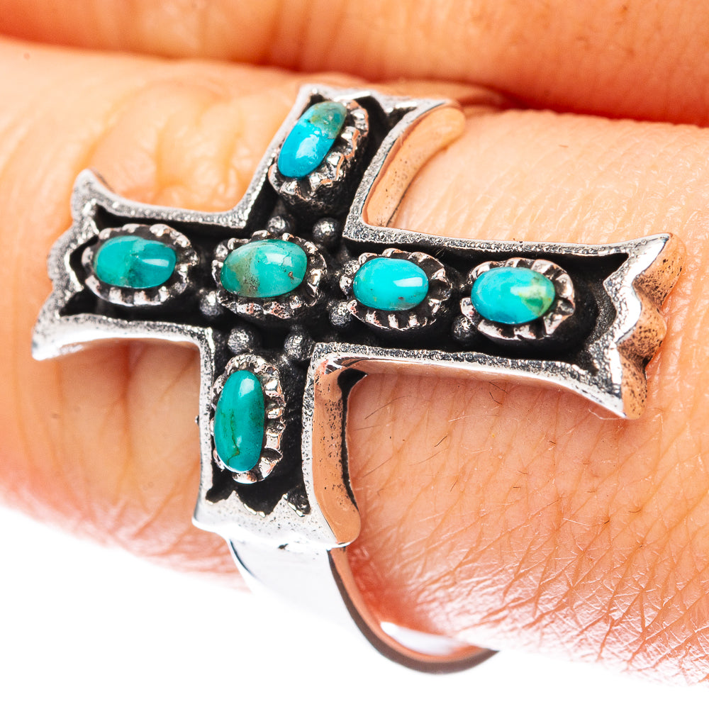 Rare Arizona Turquoise Cross Ring Size 9.5 (925 Sterling Silver) R3093