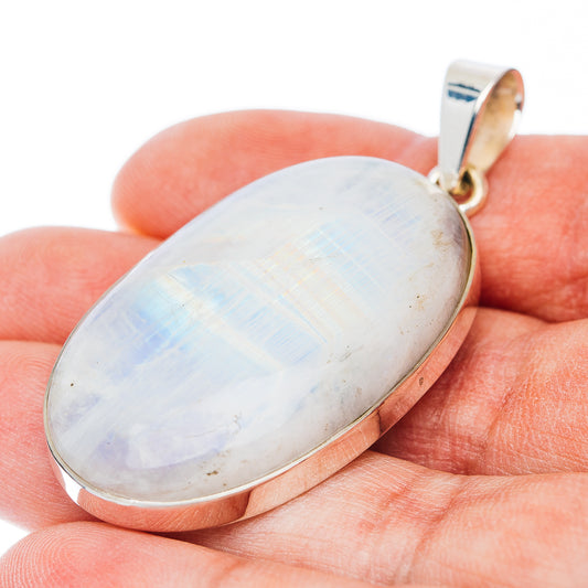 Huge Premium Rainbow Moonstone Pendant 2 1/8" (.925 Sterling Silver)
