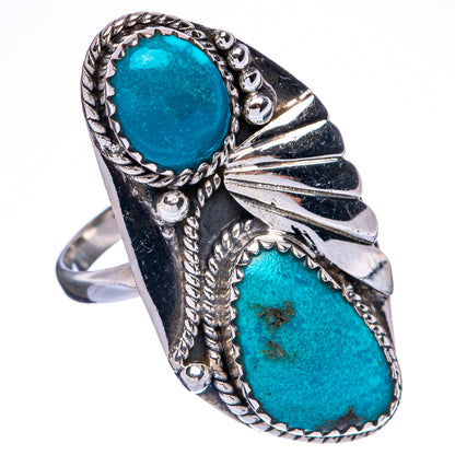 Large Tibetan Turquoise Ring Size 8.25 (925 Sterling Silver) R146237