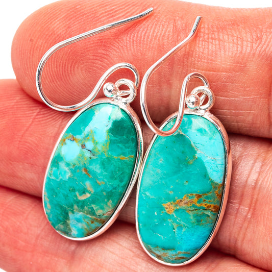 Turquoise teardrop earrings with .925 sterling silver hooks and oval stone dangles