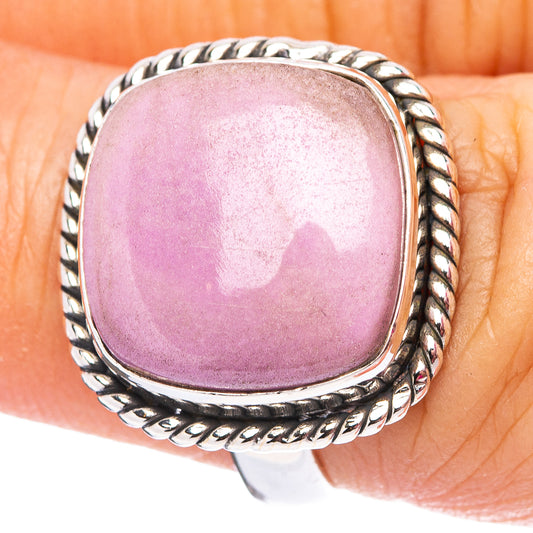 Purple cabochon gemstone ring in .925 sterling silver, ornate rope bezel, size 6