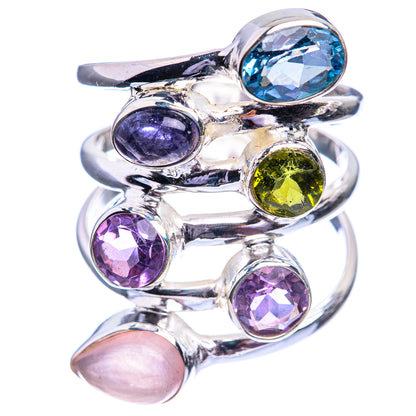 Blue Topaz, Peridot, Tanzanite, Amethyst, Rose Quartz Ring Size 8 (925 Sterling Silver) R142020