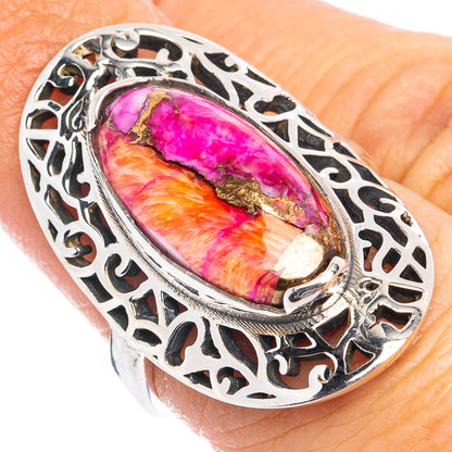 Pink Dahlia Mohave Turquoise Ring Size 6.75 (.925 Sterling Silver)