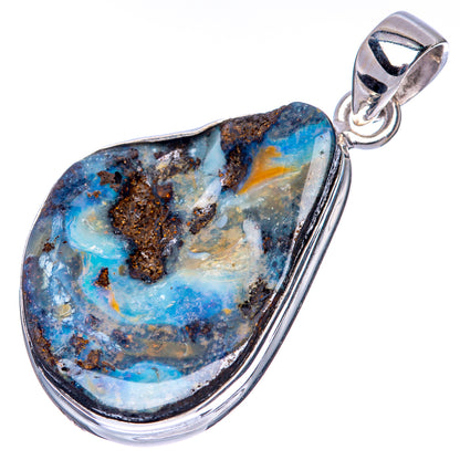 Rare Boulder Opal Pendant 1 5/8" (925 Sterling Silver) P41398
