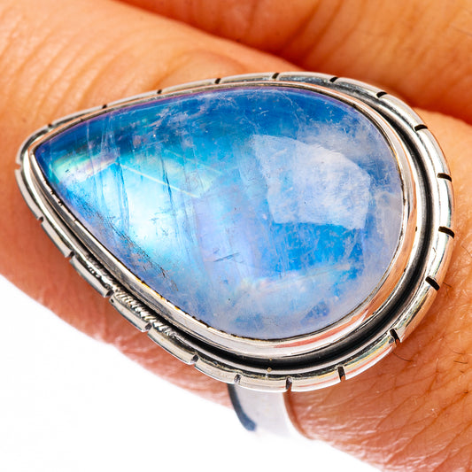 Large Rainbow Moonstone Ring Size 8.25 (925 Sterling Silver) R146466