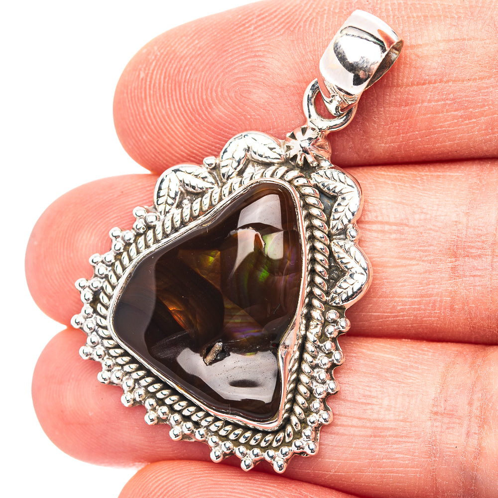 Premium Southwestern Style Mexican Fire Agate Pendant 1 5/8" (.925 Sterling Silver)