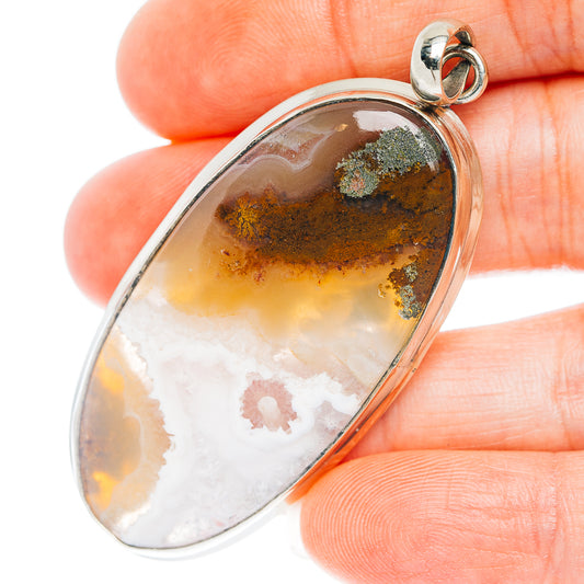 Java Moss Agate Pendant 2 3/8" (German Silver)