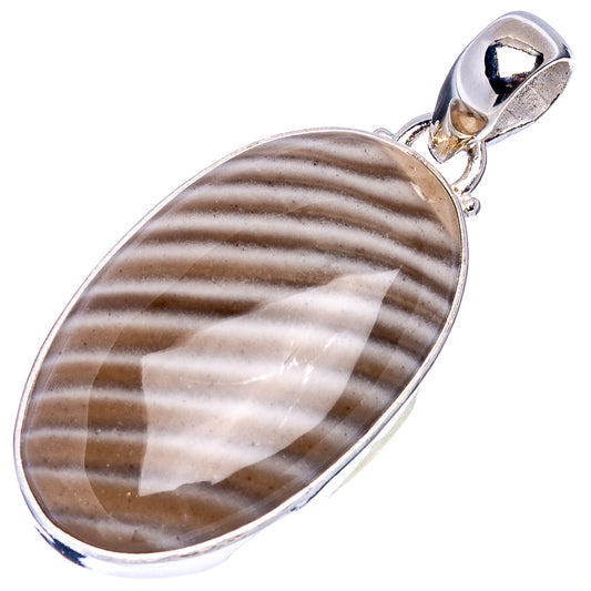Striped flint pendant in .925 sterling silver, oval stone and bail