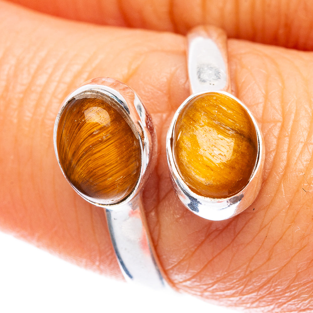 Tiger Eye Dainty Ring Size 7 Adjustable (925 Sterling Silver) R5129