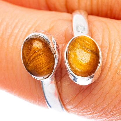Tiger Eye Dainty Ring Size 7 Adjustable (925 Sterling Silver) R5129