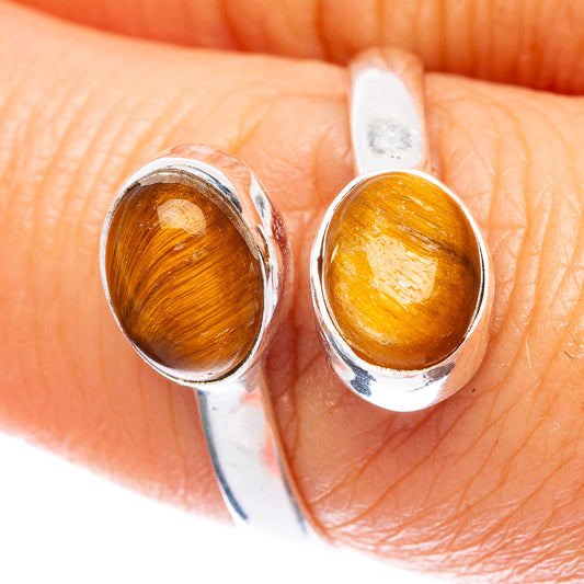 Tiger Eye Dainty Ring Size 7 Adjustable (925 Sterling Silver) R5129