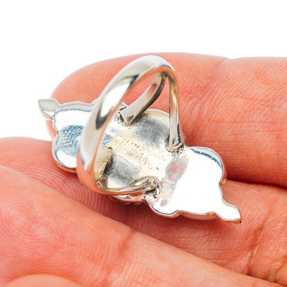 Sterling silver larimar ring underside, band with oval stone bezel, size 6.25