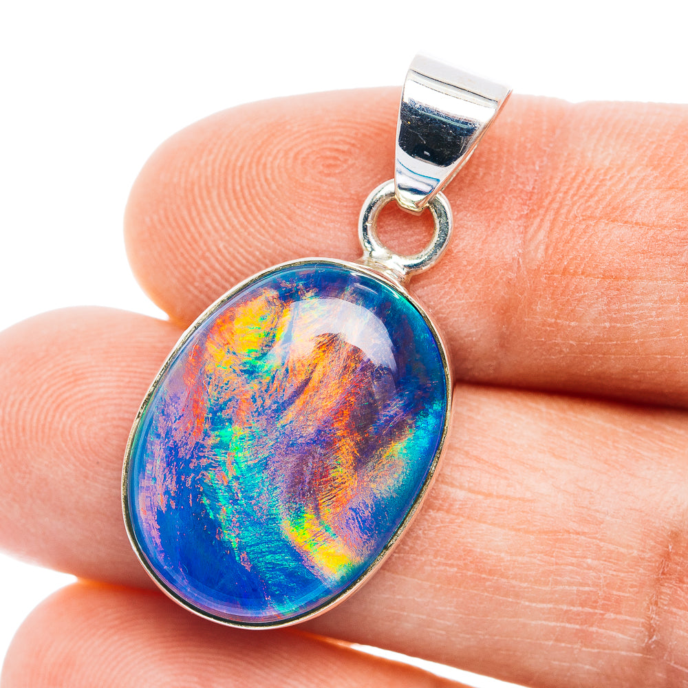 Aurora Opal Pendant 1 3/8" (.925 Sterling Silver)