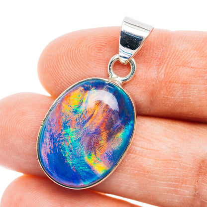 Aurora Opal Pendant 1 3/8" (.925 Sterling Silver)