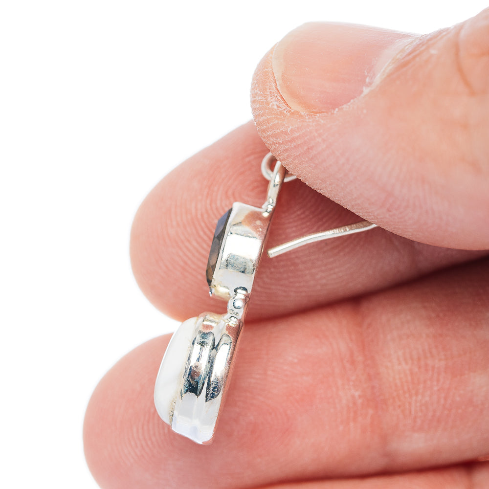 Shiva Eye, Smoky Quartz Earrings 1 1/4" (.925 Sterling Silver)