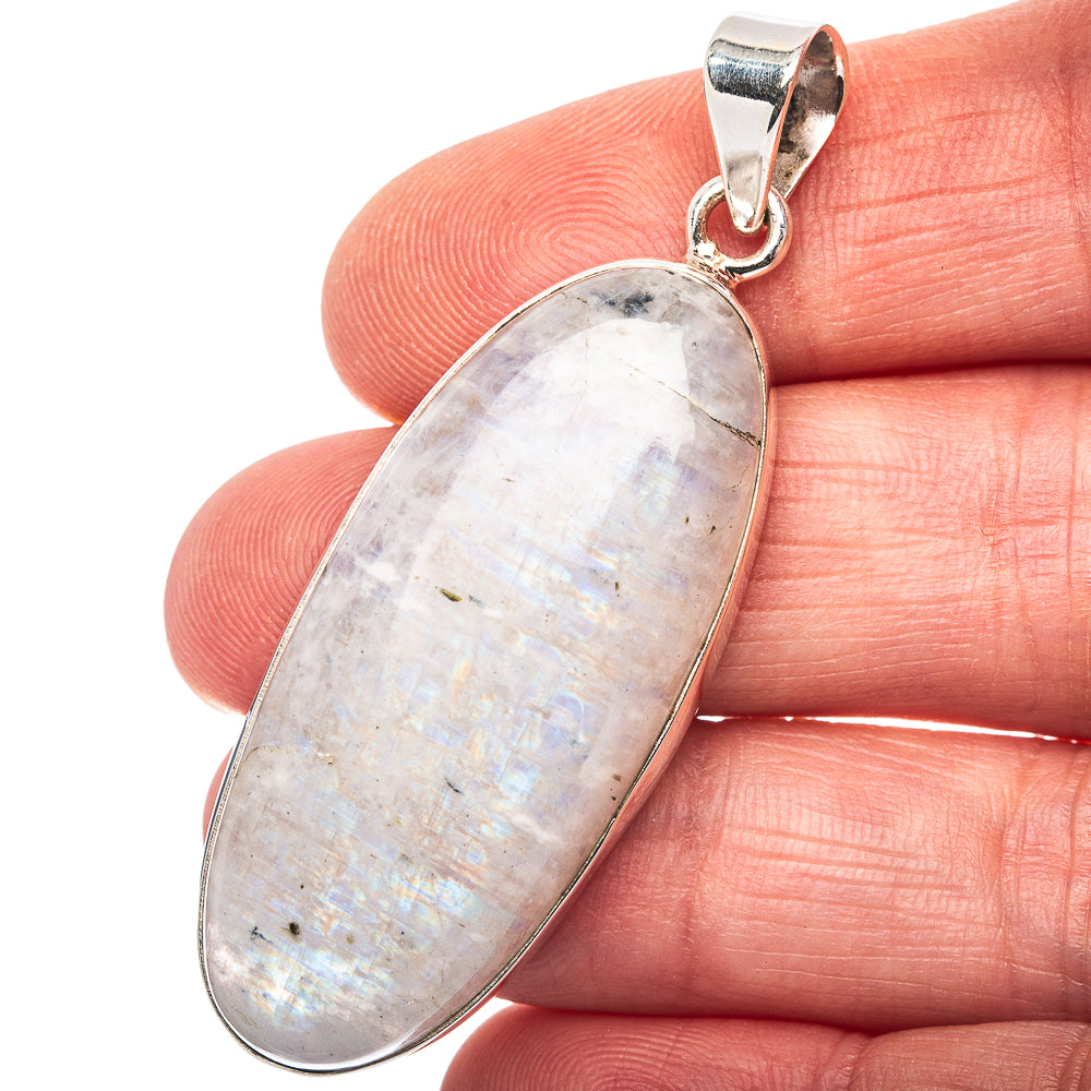 Rainbow Moonstone Pendant 2 1/8" (.925 Sterling Silver)