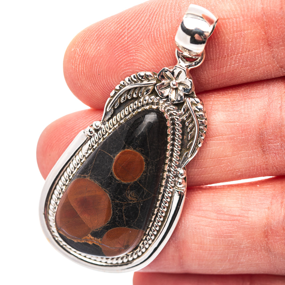 Premium Southwestern Style Peanut Obsidian Pendant 2" (.925 Sterling Silver)