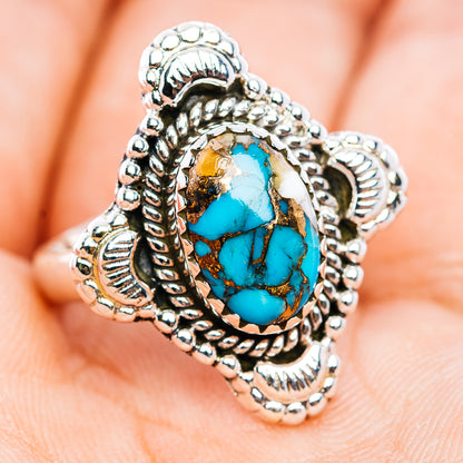 Blue Copper Turquoise Ring Size 8 (.925 Sterling Silver)