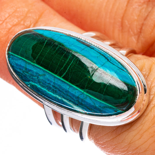Large Malachite In Chrysocolla Ring Size 6 (925 Sterling Silver) R146475