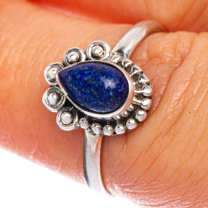 Lapis Lazuli Dainty Ring Size 6.5 (925 Sterling Silver) R1071