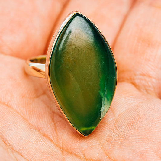 Nephrite Jade Ring Size 8.75 (German Silver)