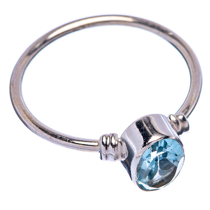 925 sterling silver dainty ring with oval blue topaz gemstone and open band