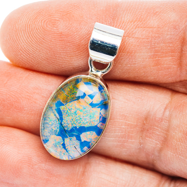 Sterling Opal Pendant 1 1/4" (.925 Sterling Silver)