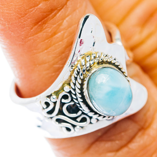 Larimar Ring Size 6 Adjustable (.925 Sterling Silver)