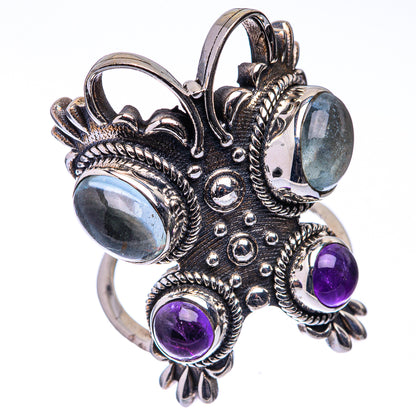 Large Aquamarine, Amethyst Ring Size 5.75 (925 Sterling Silver) R141245