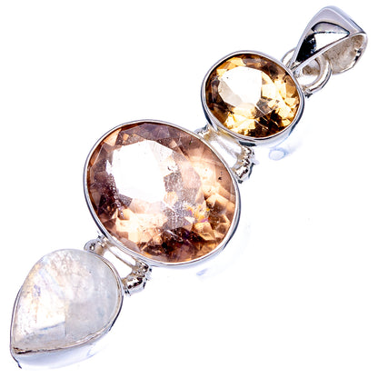 Premium Ametrine, Rainbow Moonstone Pendant 2" (.925 Sterling Silver)