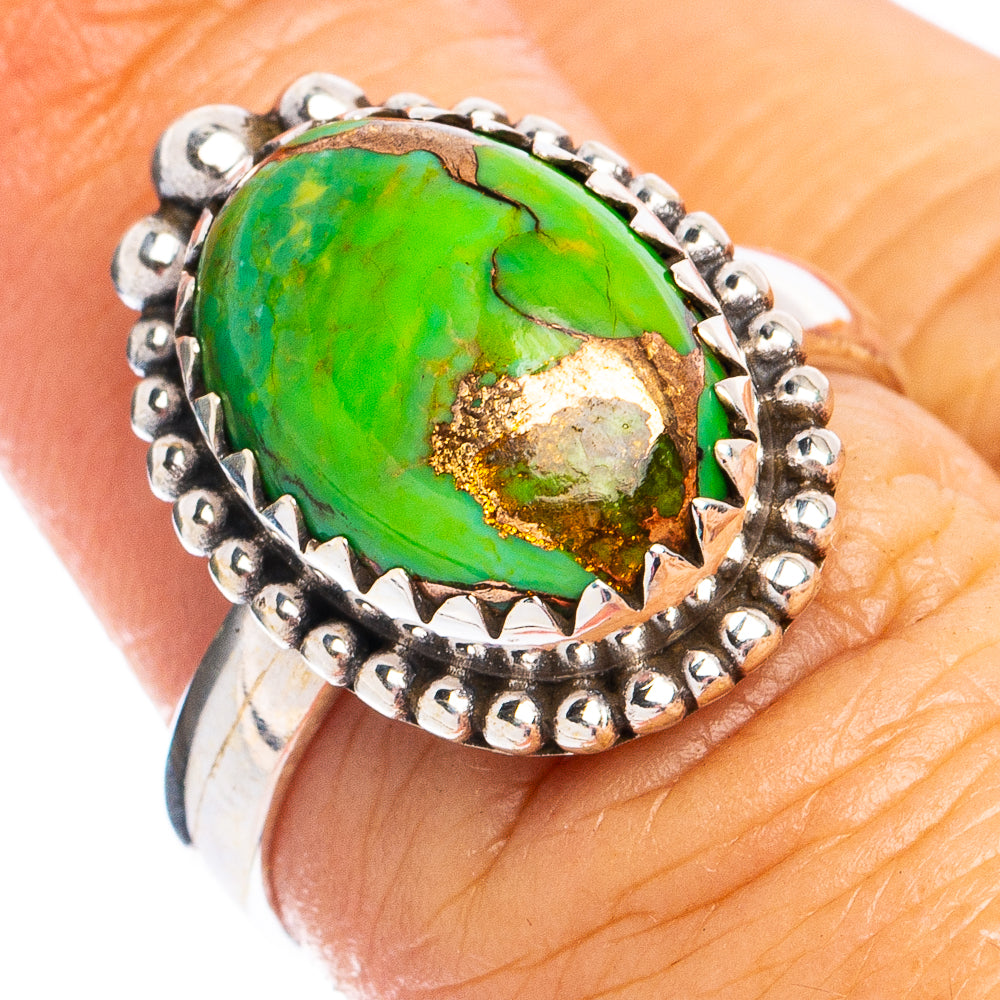 Green Copper Composite Turquoise Ring Size 7 (925 Sterling Silver) R8417