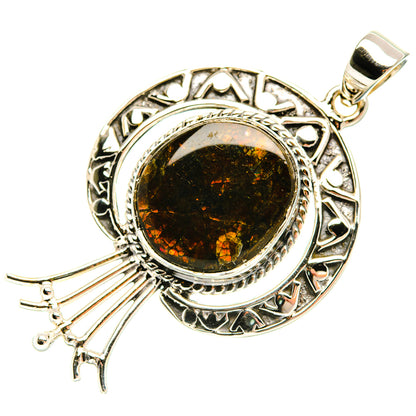 Signature Ammolite 925 Sterling Silver Pendant 1 7/8" (925 Sterling Silver) PD37814