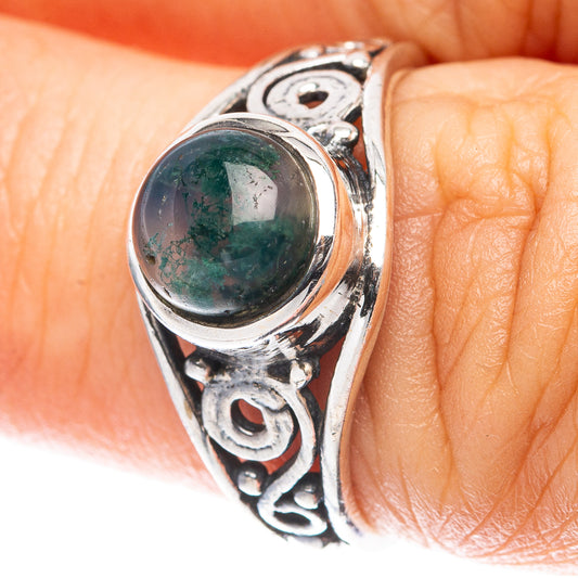 Green Moss Agate 925 Sterling Silver Ring Size 6.75 (925 Sterling Silver) R5363