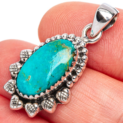 Rare Arizona Turquoise Pendant 1 1/4" (925 Sterling Silver) P42119