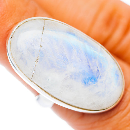 Rainbow Moonstone Ring Size 6 Adjustable (.925 Sterling Silver)