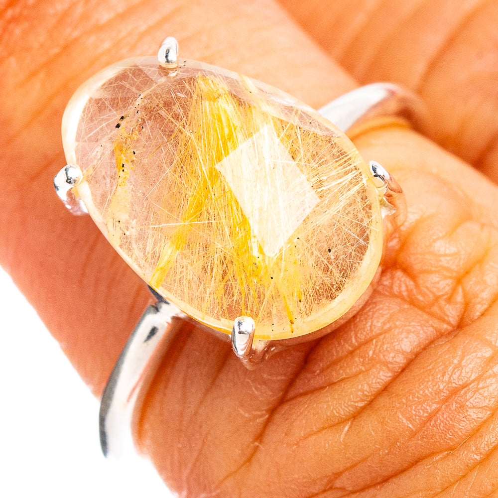 Faceted Rutilated Quartz Ring Size 6 (.925 Sterling Silver)
