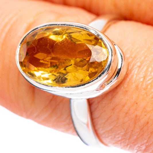 Faceted Citrine Ring Size 8.25 (925 Sterling Silver) R4502