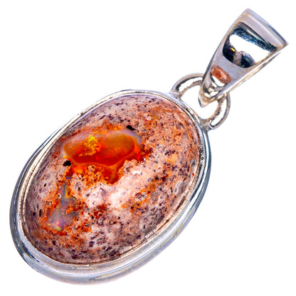 Rare Mexican Fire Opal Pendant 1 1/8" (925 Sterling Silver) P40660
