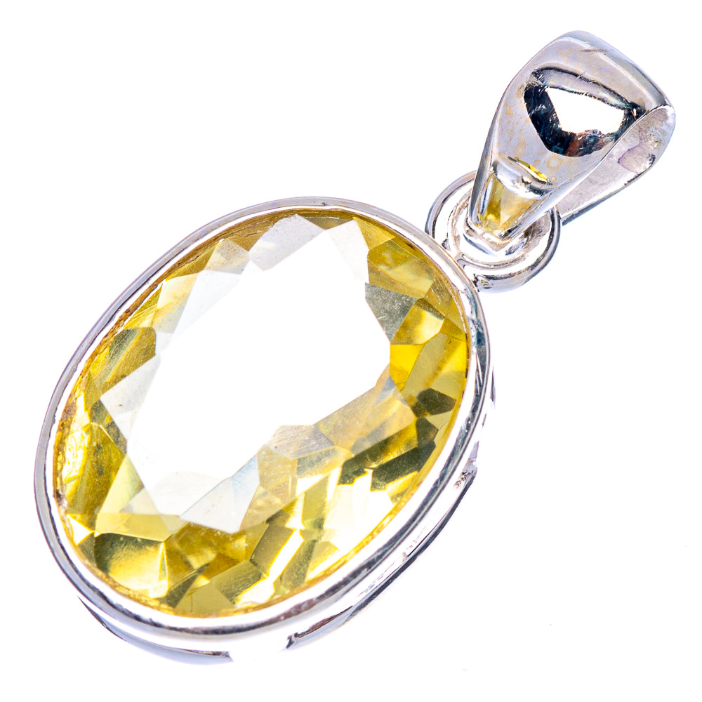 925 sterling silver lemon quartz oval pendant with prong-set gemstone and bail