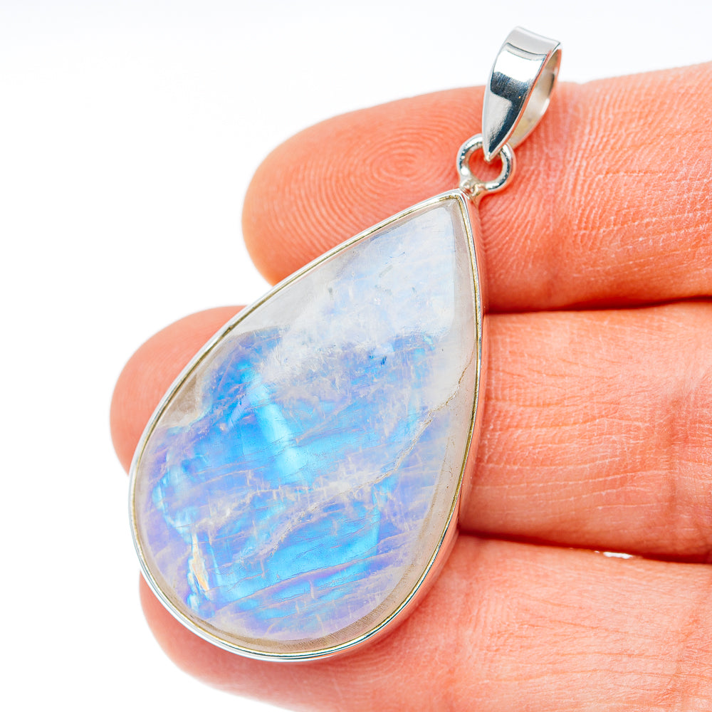 Premium Rainbow Moonstone Pendant 2" (.925 Sterling Silver) Carat