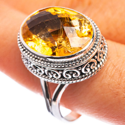 Faceted Citrine 925 Sterling Silver Ring Size 10.75