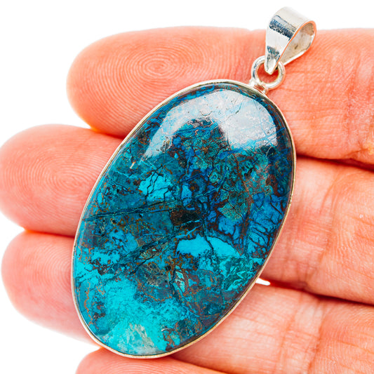 Premium Chrysocolla Pendant 2 1/8" (.925 Sterling Silver)