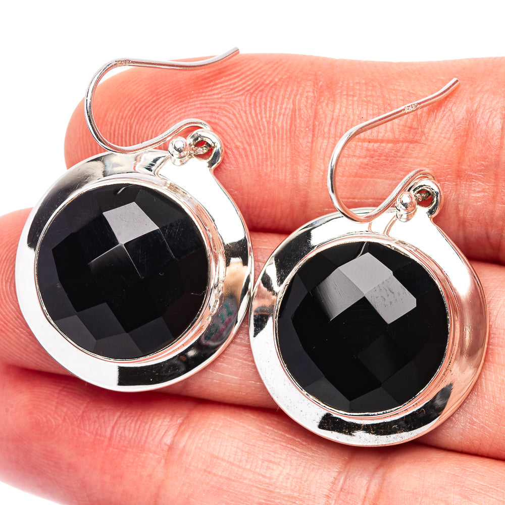 Premium Black Onyx Earrings 1 3/8" (.925 Sterling Silver)