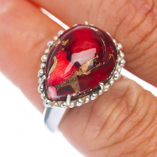 Exclusive Red Dahlia Mohave Turquoise Ring Size 6.5 (.925 Sterling Silver)