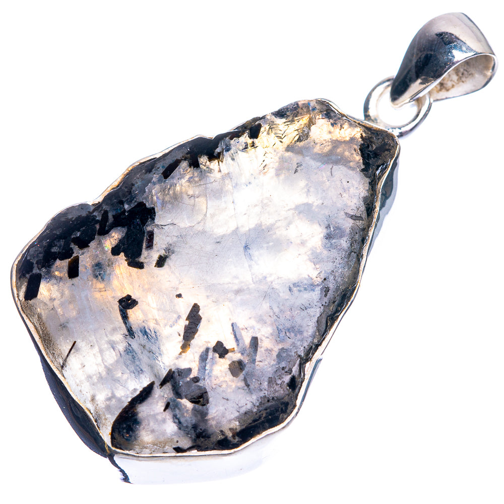 Raw Rainbow Moonstone Pendant 1 3/4" (925 Sterling Silver) P39125