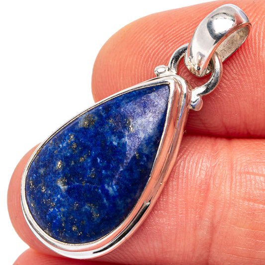 Sterling silver lapis lazuli teardrop pendant with loop bail