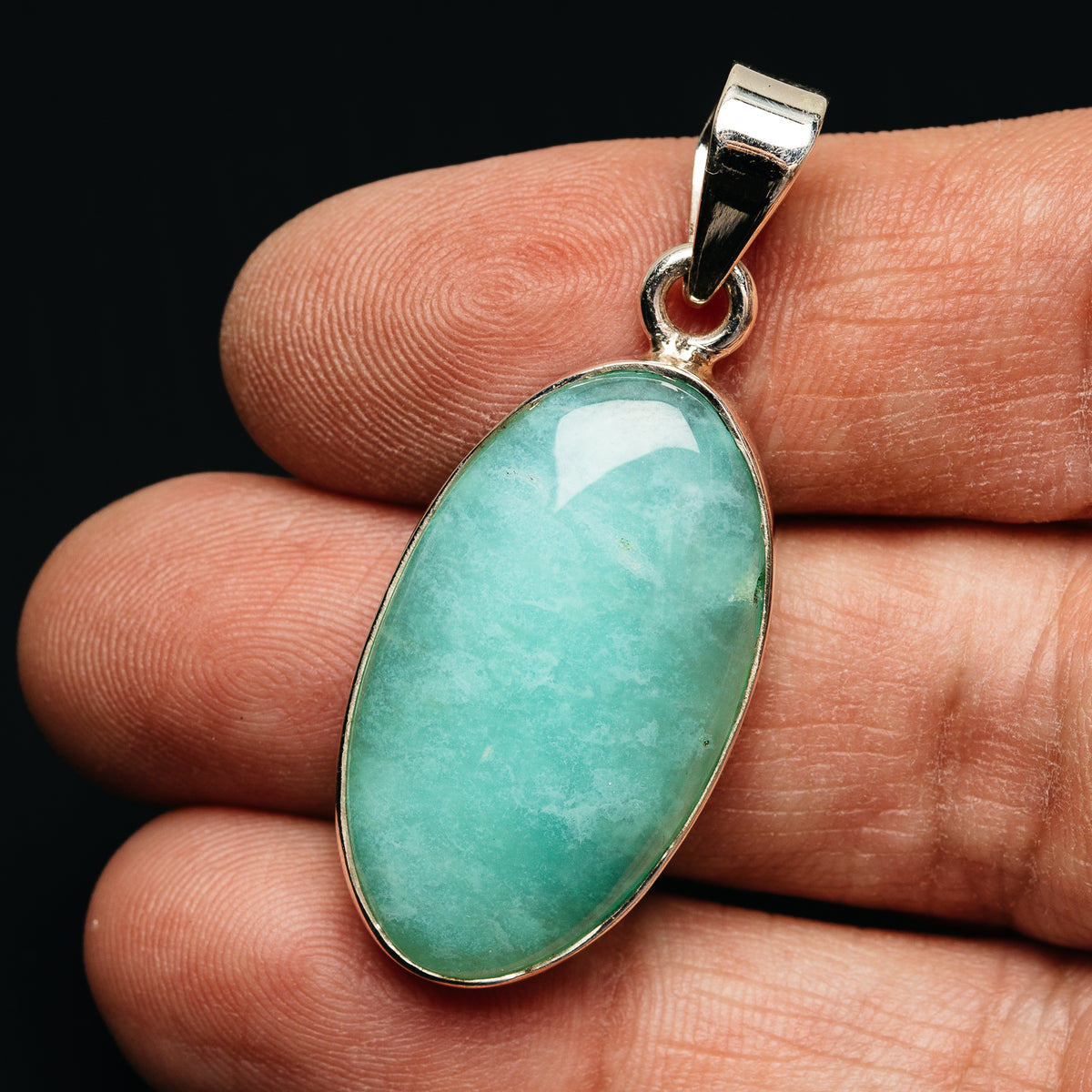 Premium Gemmy Chrysoprase Pendant 1 5/8" (.925 Sterling Silver)